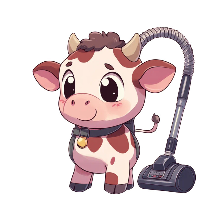Chibi Cow Vacuum Vinyl Car Decal Sticker – Waterproof & UV-Resistant 4.0"