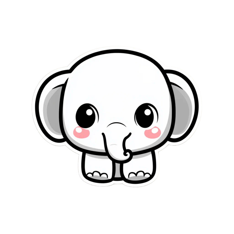 Chibi Elephant Toy Vinyl Car Decal Sticker – Waterproof & UV-Resistant 4.0"