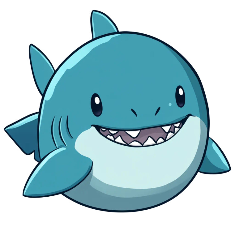 Chibi Fat Cute Shark Vinyl Car Decal Sticker – Waterproof & UV-Resistant 4.0"