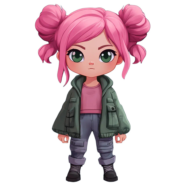 Chibi Girl Pink Hair Zomboid Vinyl Car Decal Sticker – Waterproof & UV-Resistant 4.0"