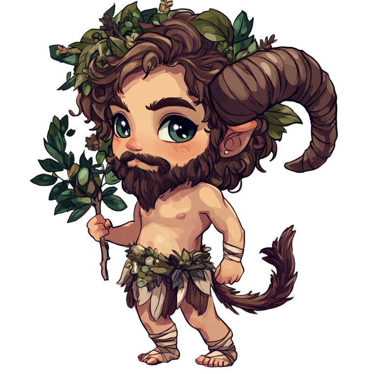 Chibi Greek God Pan Vinyl Car Decal Sticker – Waterproof & UV-Resistant 4.0"