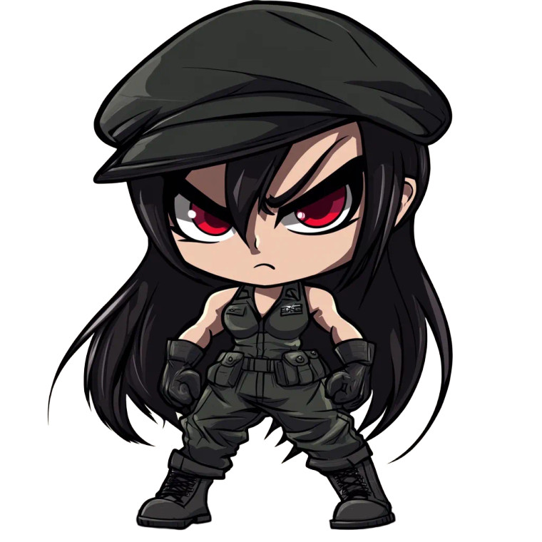 Chibi Muscle Villain Girl Vinyl Car Decal Sticker – Waterproof & UV-Resistant 4.0"