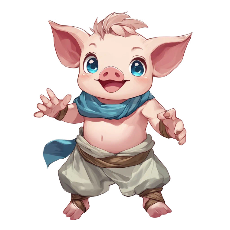 Chibi Pig Character Vinyl Car Decal Sticker – Waterproof & UV-Resistant 4.0"