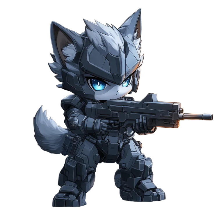 Chibi Wolf Gundam Vinyl Car Decal Sticker – Waterproof & UV-Resistant 4.0"