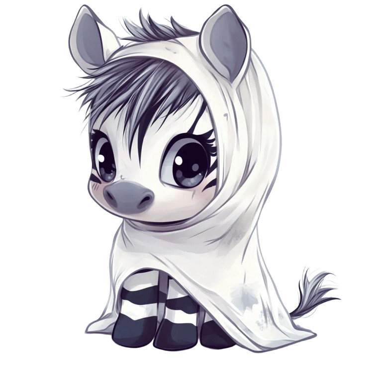 Chibi Zebra Ghost Cute Vinyl Car Decal Sticker – Waterproof & UV-Resistant 4.0"