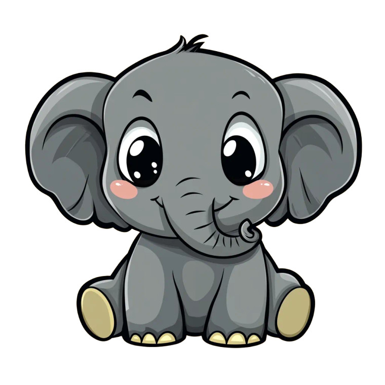 Chubby Elephant Cartoon Style Vinyl Car Decal Sticker – Waterproof & UV-Resistant 4.0"