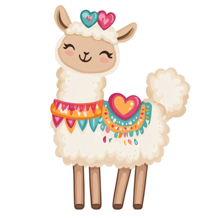 Colorful Alpaca Vector Vinyl Car Decal Sticker – Waterproof & UV-Resistant 4.0"