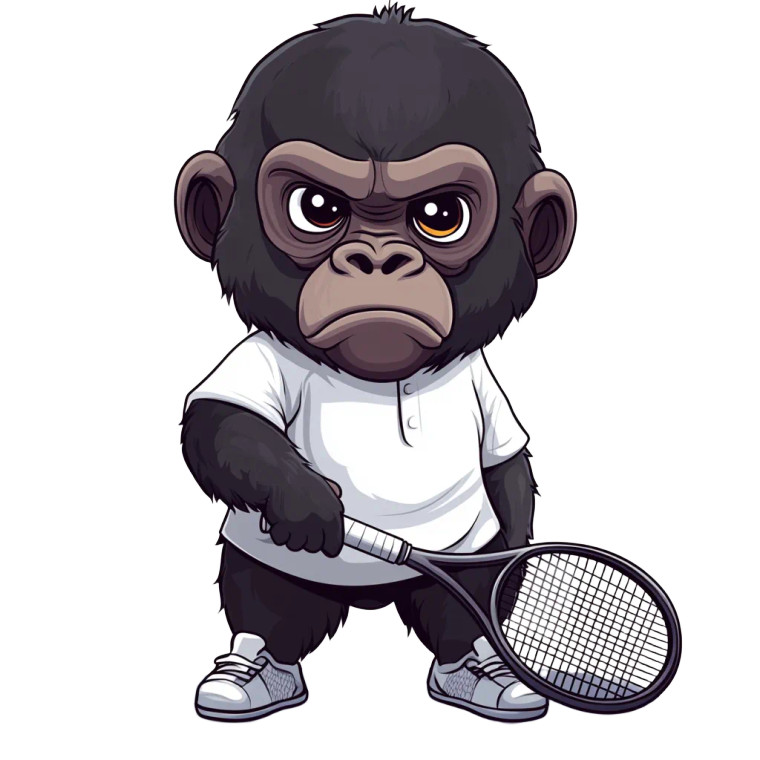 Cunning Gorilla Tennis Chibi Vinyl Car Decal Sticker – Waterproof & UV-Resistant 4.0"
