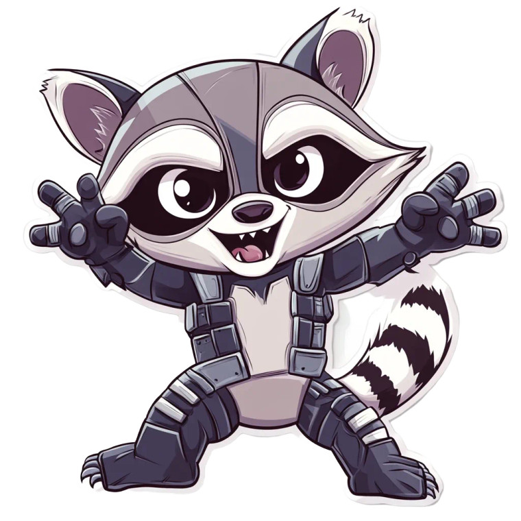 Cute Angry Raccoon Exoskeleton Vinyl Car Decal Sticker – Waterproof & UV-Resistant 4.0"
