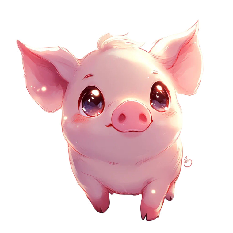 Cute Anime Pig Smile Vinyl Car Decal Sticker – Waterproof & UV-Resistant 4.0"