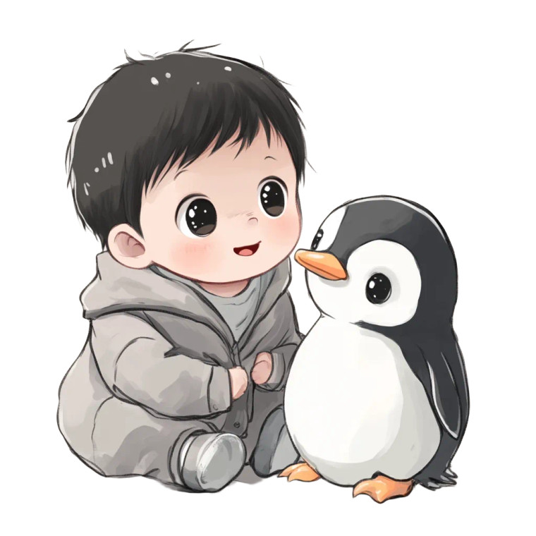 Cute Baby Chibi Penguin Vinyl Car Decal Sticker – Waterproof & UV-Resistant 4.0"