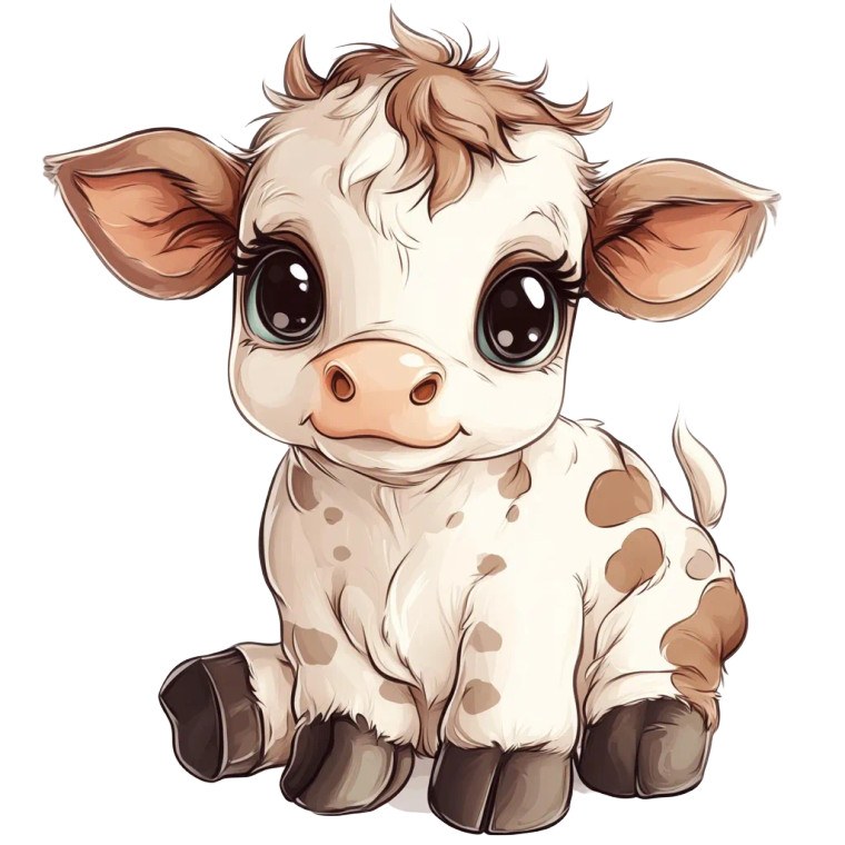 Cute Baby Cow Chibi Vinyl Car Decal Sticker – Waterproof & UV-Resistant 4.0"