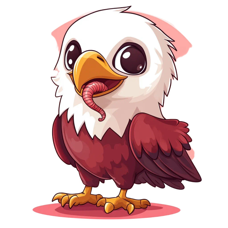 Cute Bald Eagle Worm Vinyl Car Decal Sticker – Waterproof & UV-Resistant 4.0"