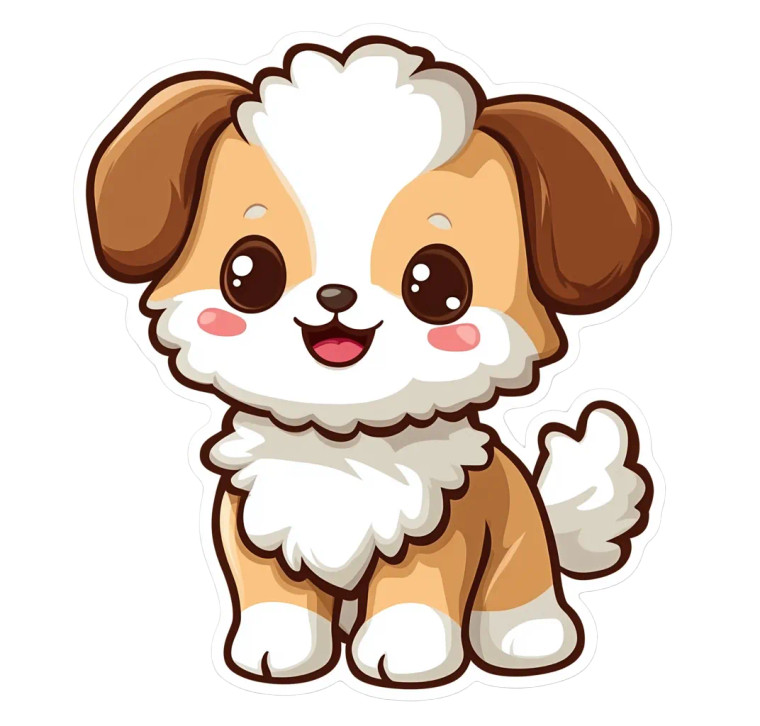 Cute Beige White Dog Vinyl Car Decal Sticker – Waterproof & UV-Resistant 4.19"