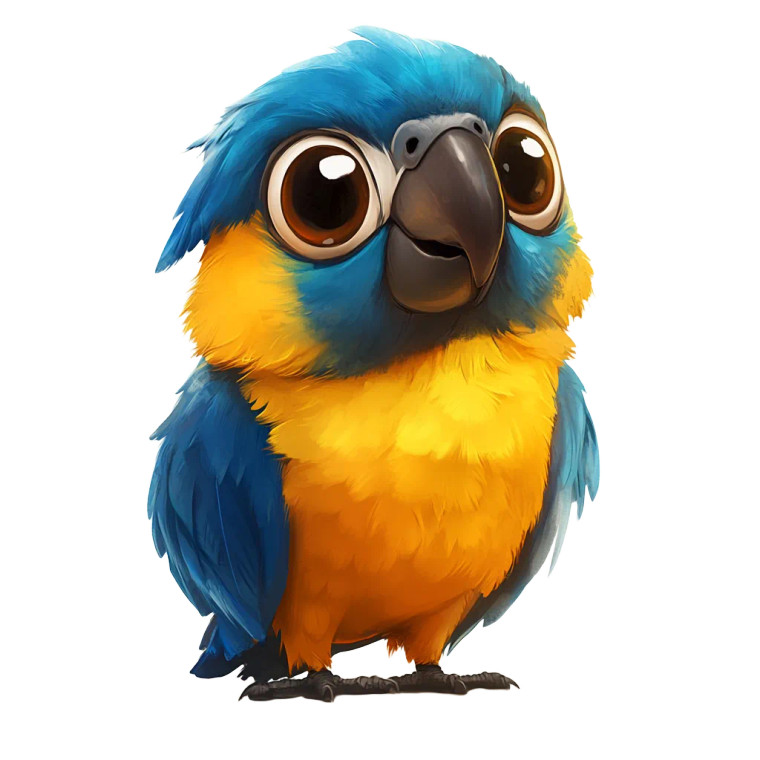 Cute Blue Gold Macaw Vinyl Car Decal Sticker – Waterproof & UV-Resistant 4.0"