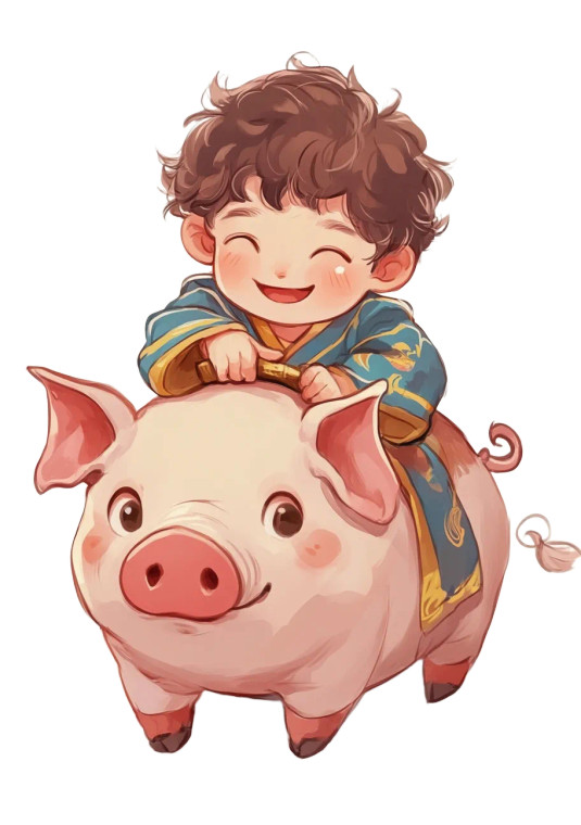 Cute Boy Pig Ride Vinyl Car Decal Sticker – Waterproof & UV-Resistant 4.0"