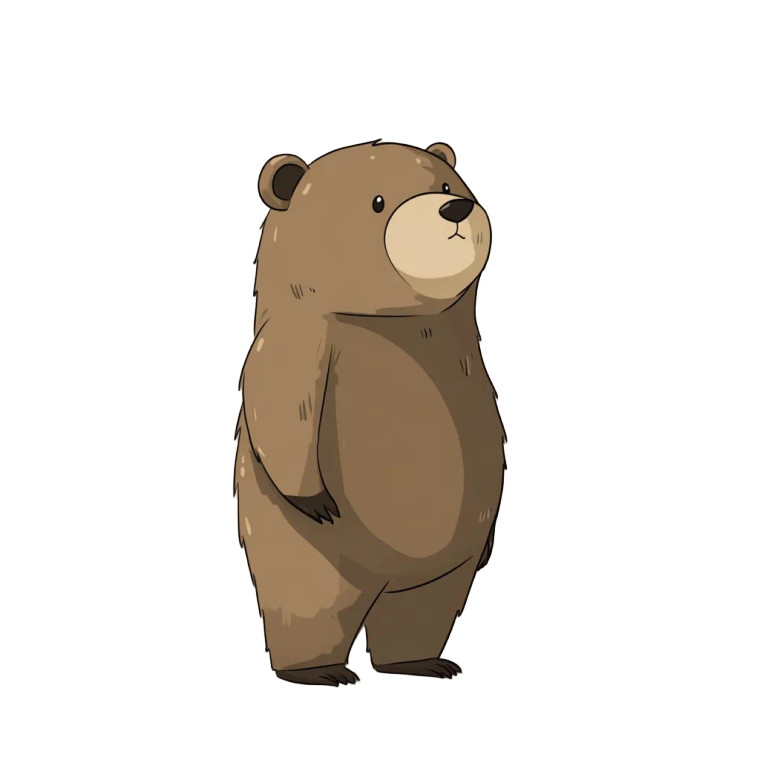 Cute Brown Bear Cartoon Vinyl Car Decal Sticker – Waterproof & UV-Resistant 4.0"