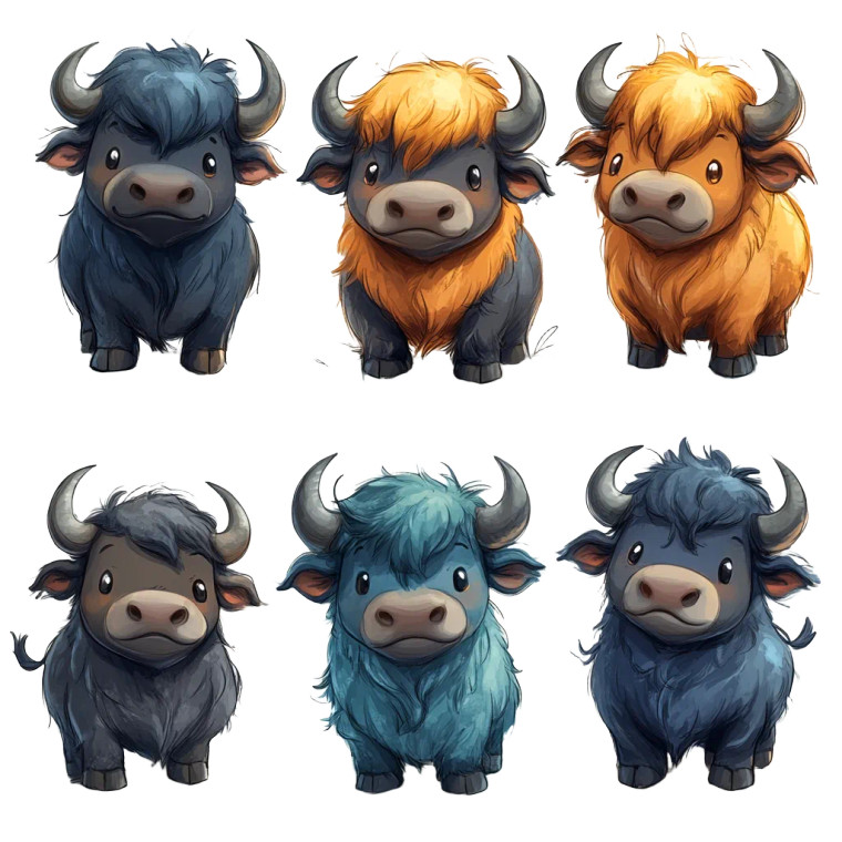 Cute Buffalos Cartoon Vector Vinyl Car Decal Sticker – Waterproof & UV-Resistant 4.0"