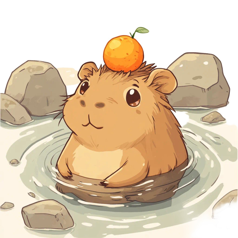 Cute Capybara Orange Head Vinyl Car Decal Sticker – Waterproof & UV-Resistant 4.0"