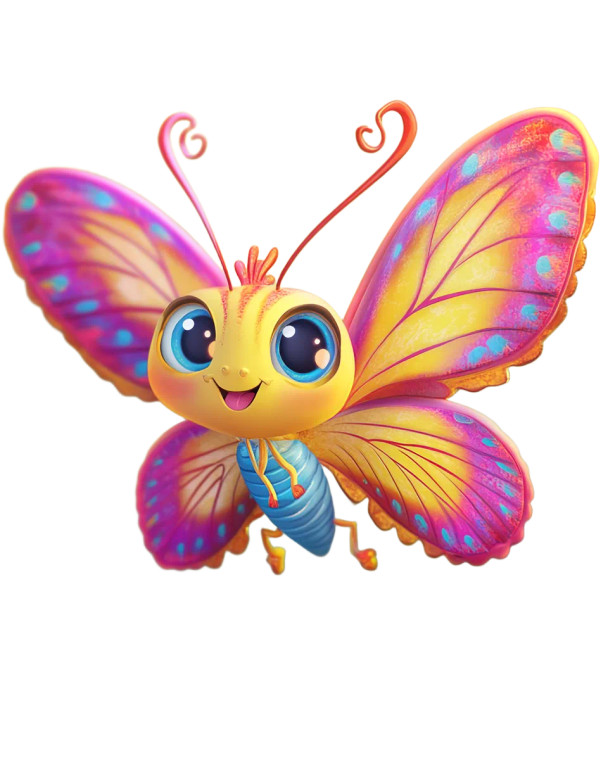 Cute Cartoon Butterfly Vibrant Vinyl Car Decal Sticker – Waterproof & UV-Resistant 4.0"