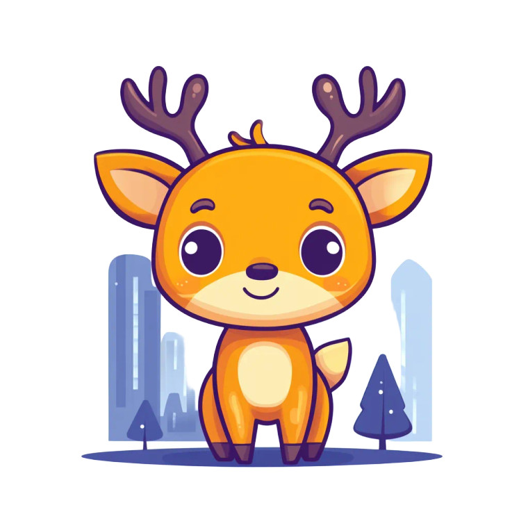 Cute Cartoon Deer Flat Vinyl Car Decal Sticker – Waterproof & UV-Resistant 4.0"