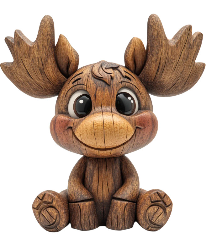 Cute Cartoon Moose Wood Vinyl Car Decal Sticker – Waterproof & UV-Resistant 4.0"
