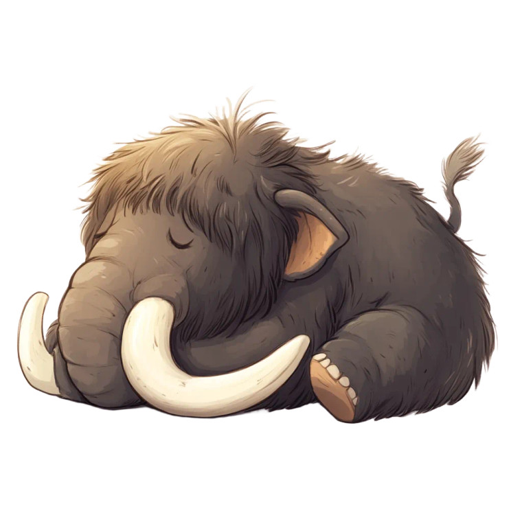 Cute Cartoon Wooly Mammoth Asleep Vinyl Car Decal Sticker – Waterproof & UV-Resistant 4.0"