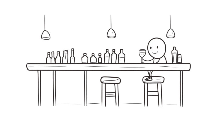 Cute Character Drinking Bar Vinyl Car Decal Sticker – Waterproof & UV-Resistant 7.14"