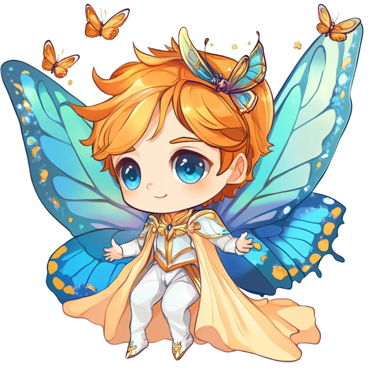 Cute Chibi Butterfly Prince Vinyl Car Decal Sticker – Waterproof & UV-Resistant 4.0"