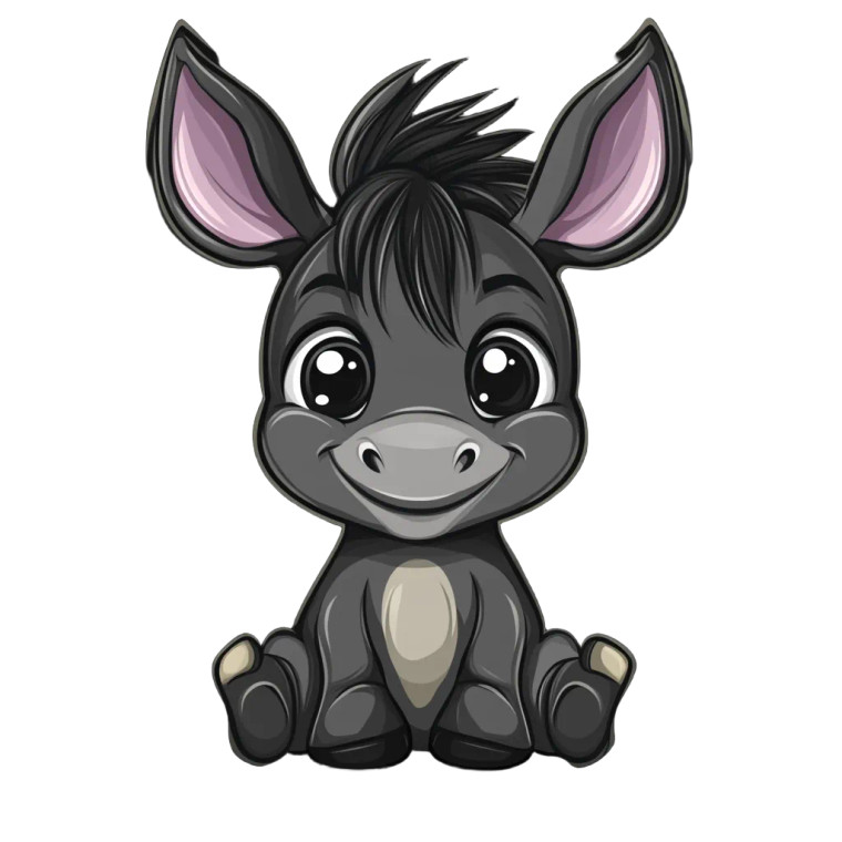 Cute Chibi Donkey Smiling Vinyl Car Decal Sticker – Waterproof & UV-Resistant 4.0"