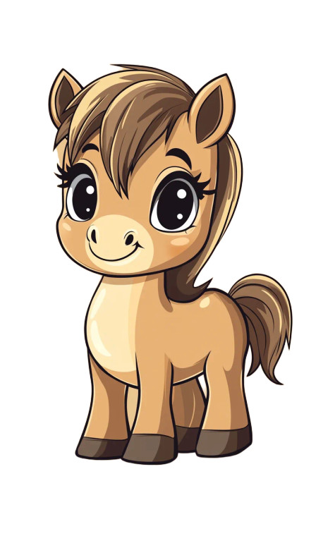 Cute Chibi Horse Vector Vinyl Car Decal Sticker – Waterproof & UV-Resistant 4.0"