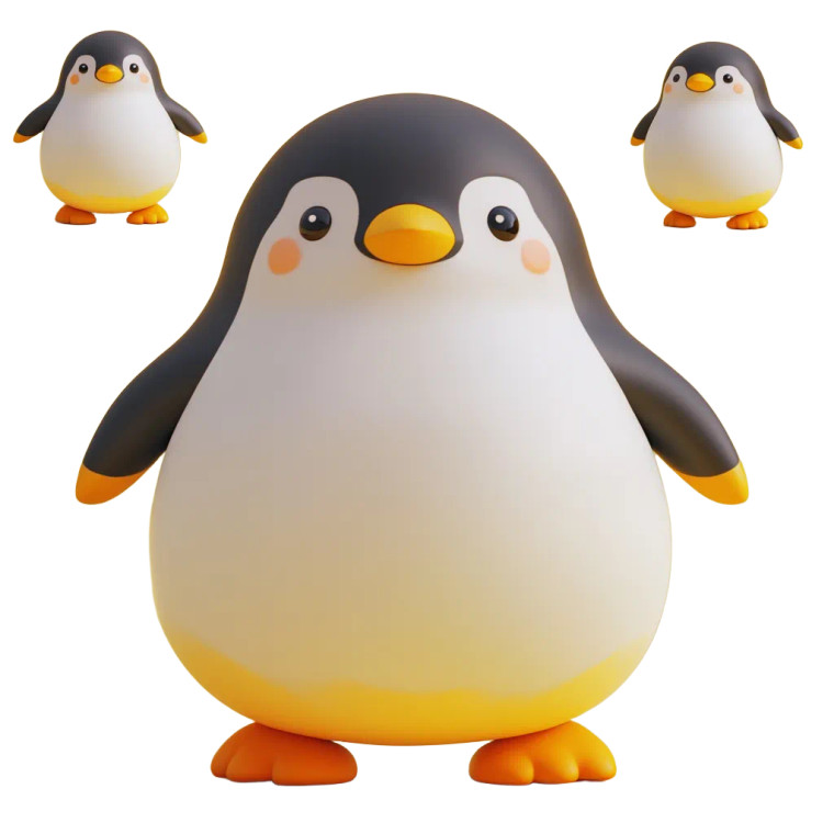 Cute Chubby Penguin Design Vinyl Car Decal Sticker – Waterproof & UV-Resistant 4.0"