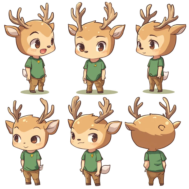 Cute Deer Character Sheet Vinyl Car Decal Sticker – Waterproof & UV-Resistant 4.0"