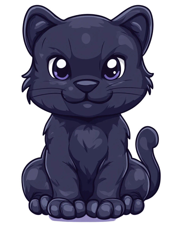 Cute Fluffy Panther Vector Vinyl Car Decal Sticker – Waterproof & UV-Resistant 4.11"