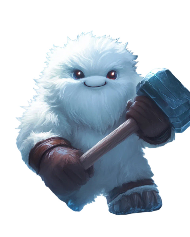 Cute Fluffy Yeti Hammer Vinyl Car Decal Sticker – Waterproof & UV-Resistant 4.0"