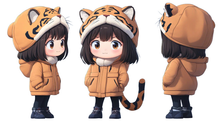 Cute Girl Tiger Hat Vinyl Car Decal Sticker – Waterproof & UV-Resistant 7.14"