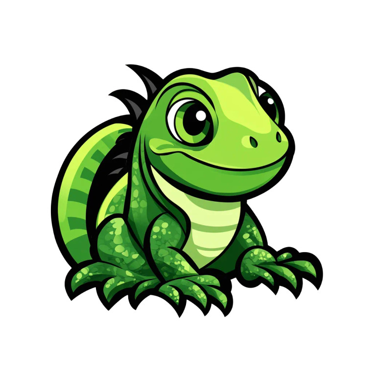 Cute Green Iguana Logo Vinyl Car Decal Sticker – Waterproof & UV-Resistant 4.0"