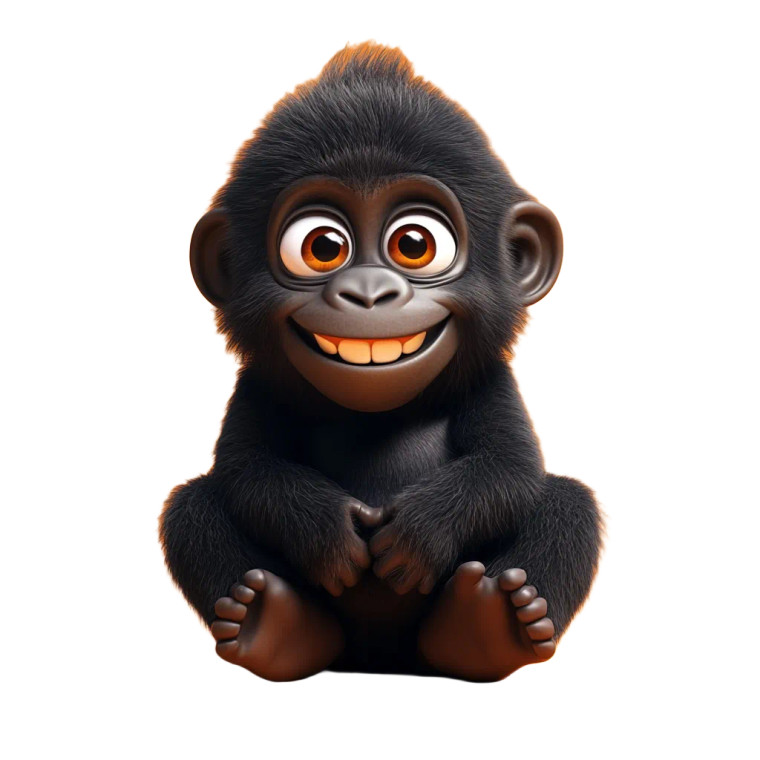 Cute Grinning Baby Gorilla Vinyl Car Decal Sticker – Waterproof & UV-Resistant 4.0"