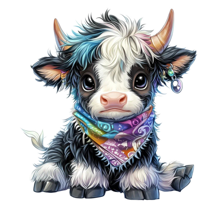 Cute Highland Cow Bandana Vinyl Car Decal Sticker – Waterproof & UV-Resistant 4.12"