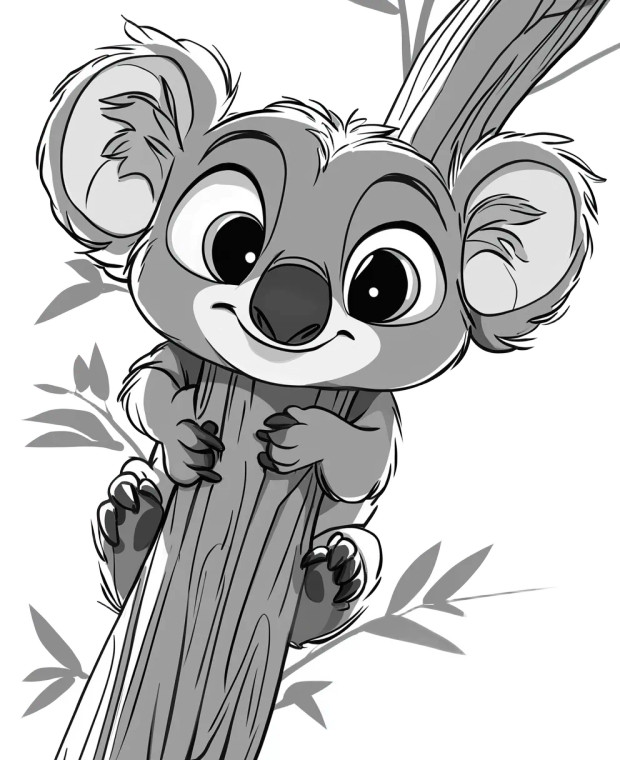 Cute Koala Coloring Page Vinyl Car Decal Sticker – Waterproof & UV-Resistant 4.0"