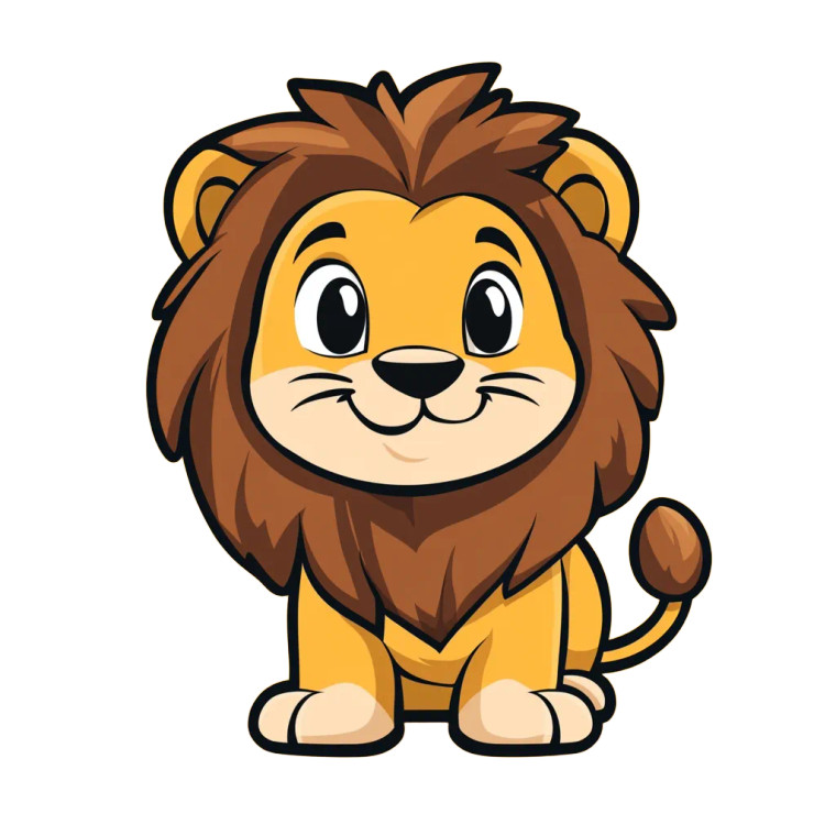 Cute Lion Mascot 2D Vinyl Car Decal Sticker – Waterproof & UV-Resistant 4.0"