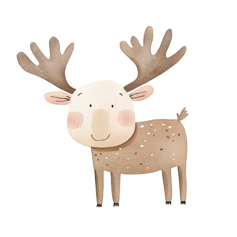 Cute Moose Watercolor Illustration Vinyl Car Decal Sticker – Waterproof & UV-Resistant 4.0"