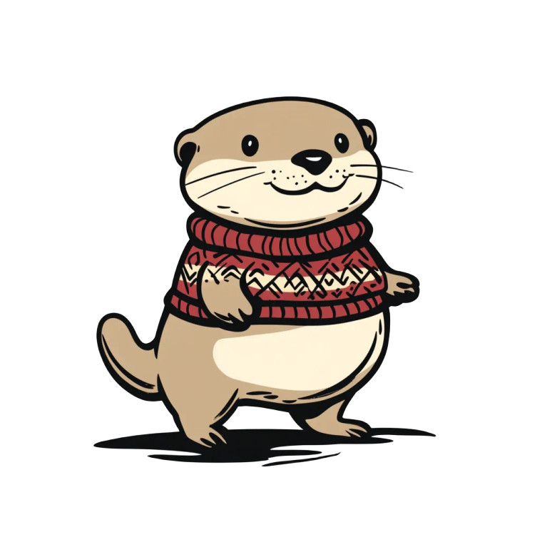 Cute Otter Winter Sweater Vinyl Car Decal Sticker – Waterproof & UV-Resistant 4.0"