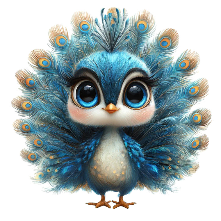 Cute Peacock Cartoon Blue Eyes Vinyl Car Decal Sticker – Waterproof & UV-Resistant 4.0"