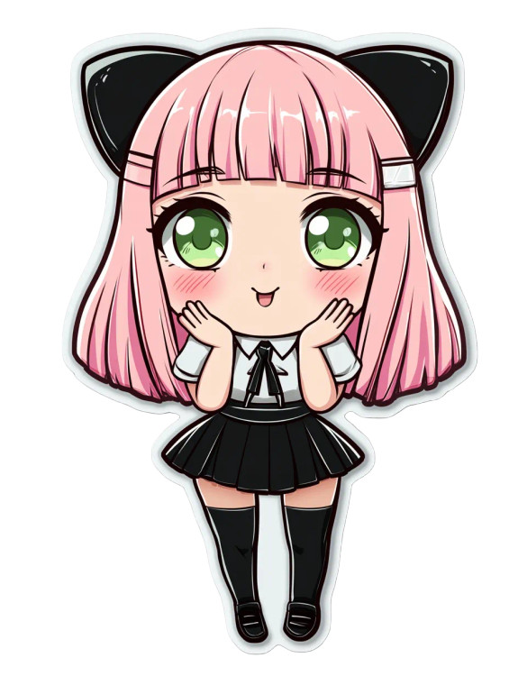 Cute Pink Anime Girl Vinyl Car Decal Sticker – Waterproof & UV-Resistant 4.0"