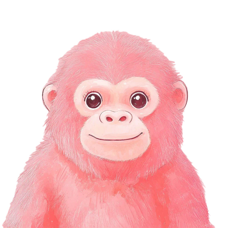 Cute Pink Gorilla Illustration Vinyl Car Decal Sticker – Waterproof & UV-Resistant 4.0"