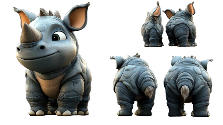 Cute Pixar Rhinoceros Perspectives Vinyl Car Decal Sticker – Waterproof & UV-Resistant 7.14"