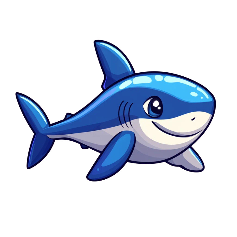 Cute Playful Shark Sprite Vinyl Car Decal Sticker – Waterproof & UV-Resistant 4.0"