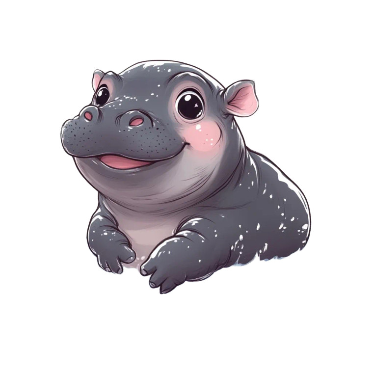 Cute Pygmy Hippo Baby Vinyl Car Decal Sticker – Waterproof & UV-Resistant 4.0"