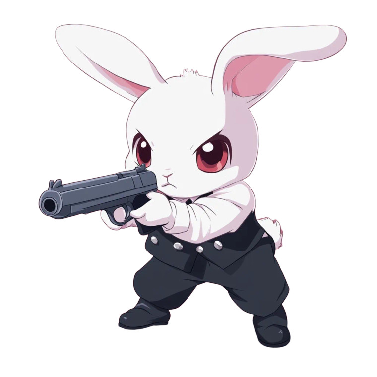 Cute Rabbit Cartoon Pistol Vinyl Car Decal Sticker – Waterproof & UV-Resistant 4.0"